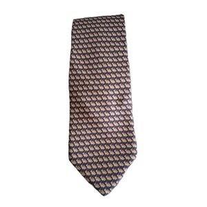 Brooks‎ Brothers Basics Men's Silk Necktie Made in USA Blue Gold Rabbits Bunnies
